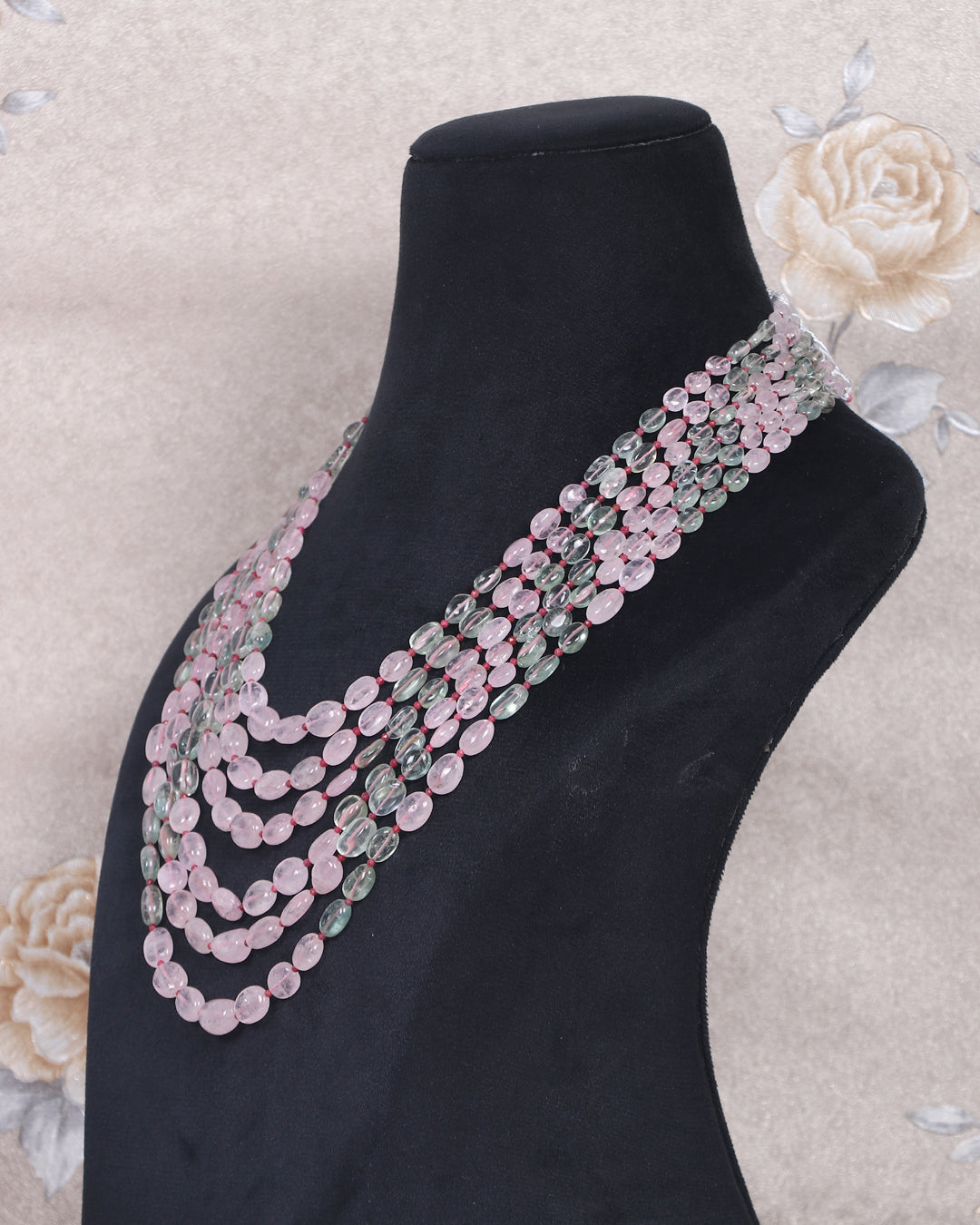 Natural Morganite & Aquamarine Gemstone Beads Necklace Jewelry