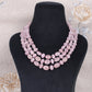 Natural Morganite & Ruby Gemstone Beads Necklace Jewelry