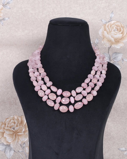 Natural Morganite & Ruby Gemstone Beads Necklace Jewelry