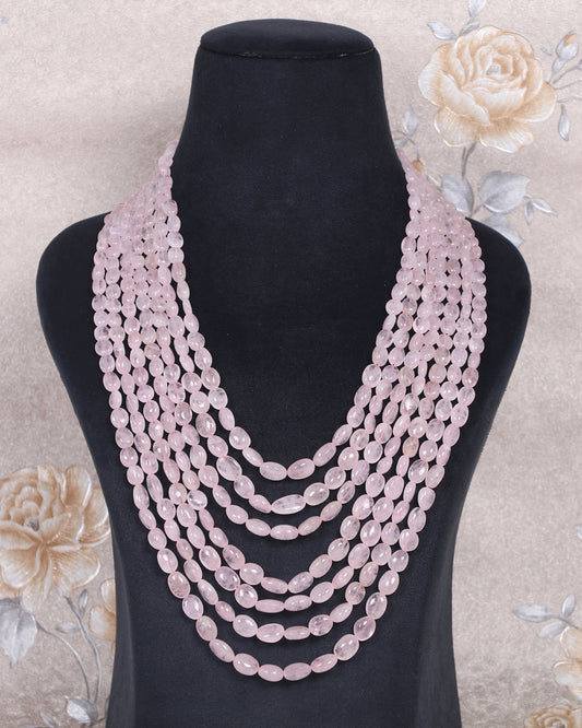 Natural Morganite Oval Gemstone Beads Necklace Jewelry