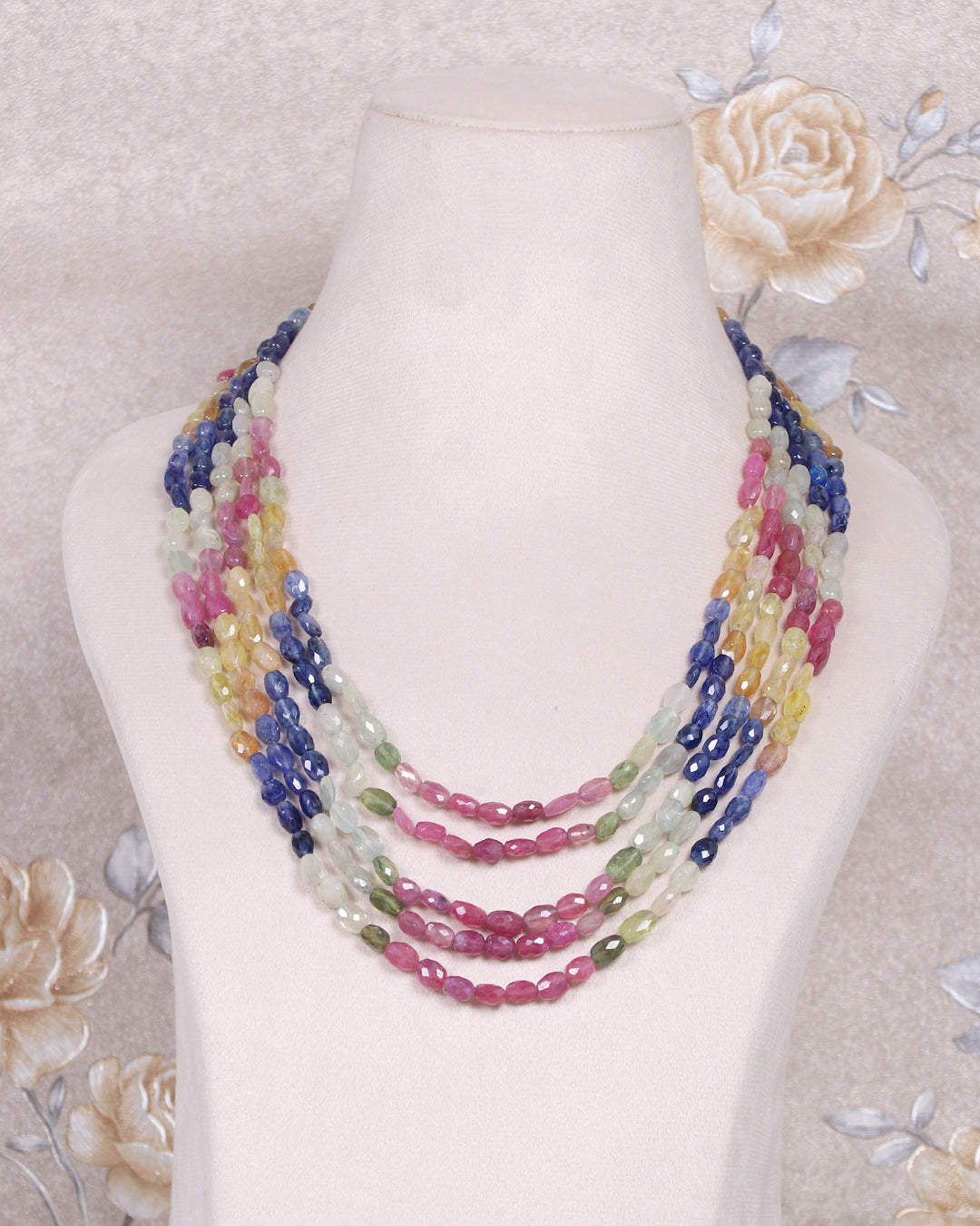 Natural Multi Sapphire Gemstone Beads Necklace Jewelry