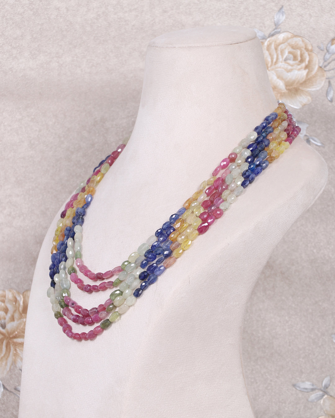 Natural Multi Sapphire Gemstone Beads Necklace Jewelry