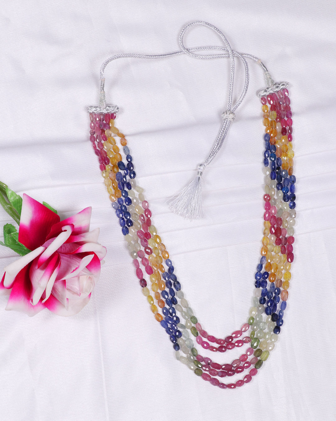 Natural Multi Sapphire Gemstone Beads Necklace Jewelry