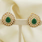 925 Silver Moissanite Polki Stud Green Earrings