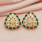 925 Silver Moissanite Polki Stud Green Earrings