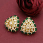 925 Silver Moissanite Polki Stud Green Earrings