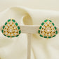 925 Silver Moissanite Polki Stud Green Earrings