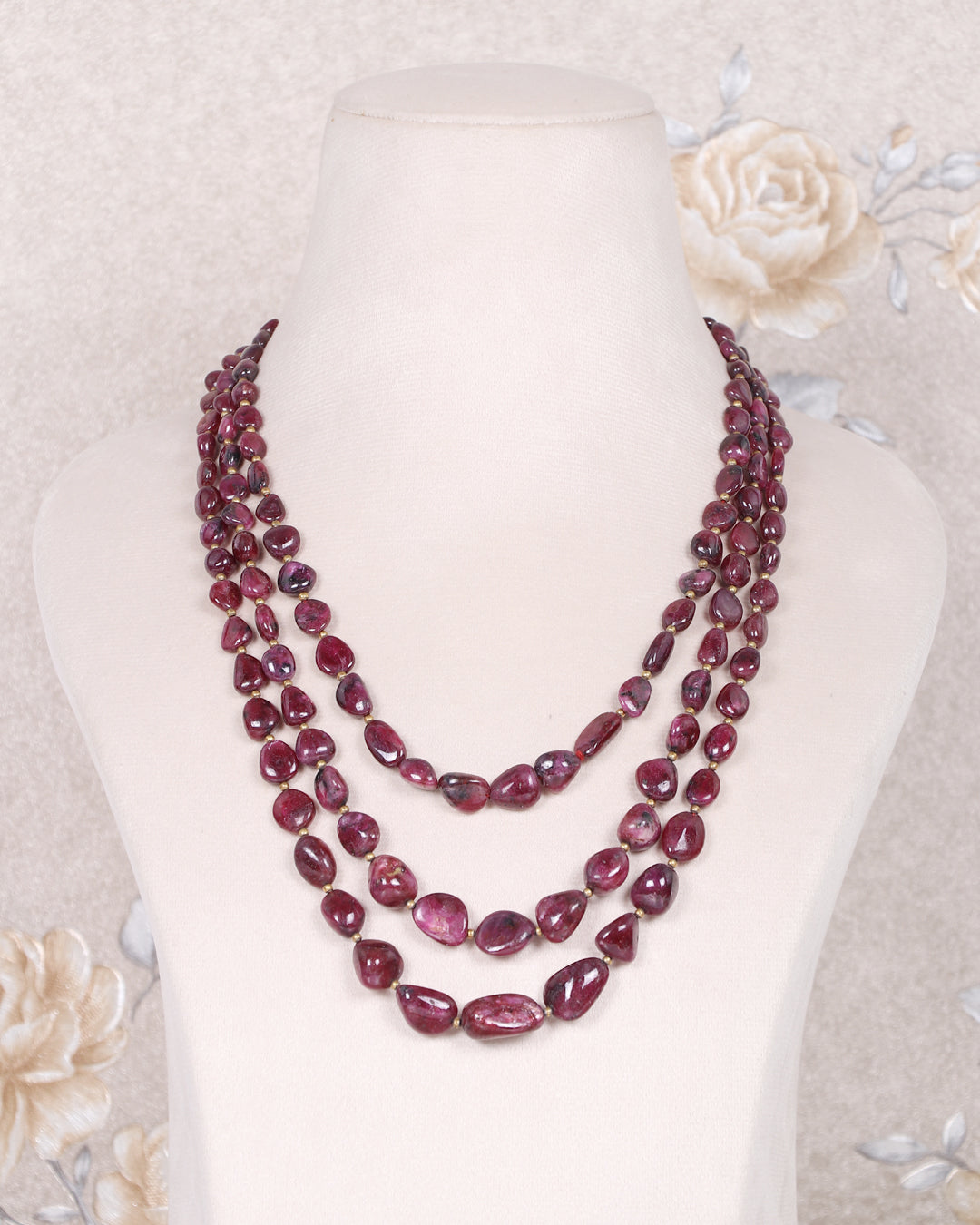 Natural Ruby Gemstone Beads Necklace Jewelry