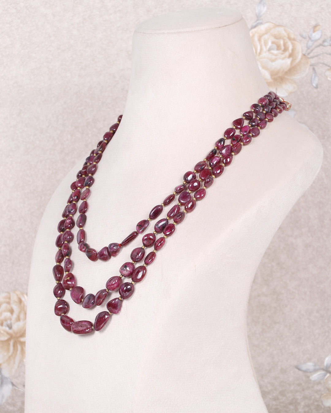 Natural Ruby Gemstone Beads Necklace Jewelry