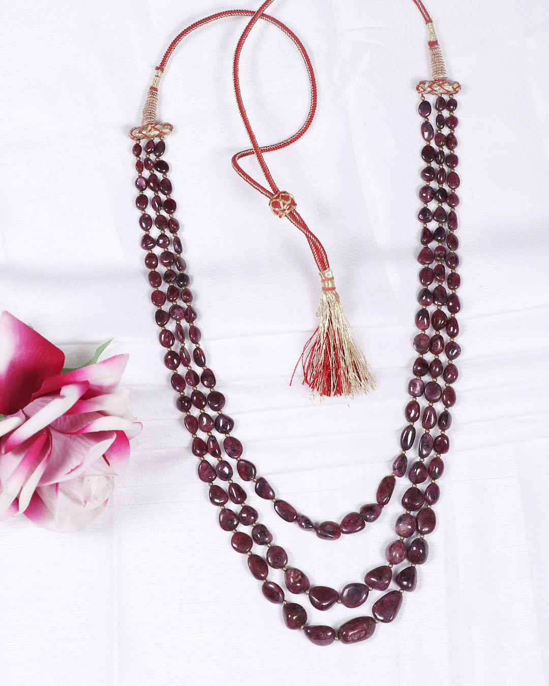 Natural Ruby Gemstone Beads Necklace Jewelry