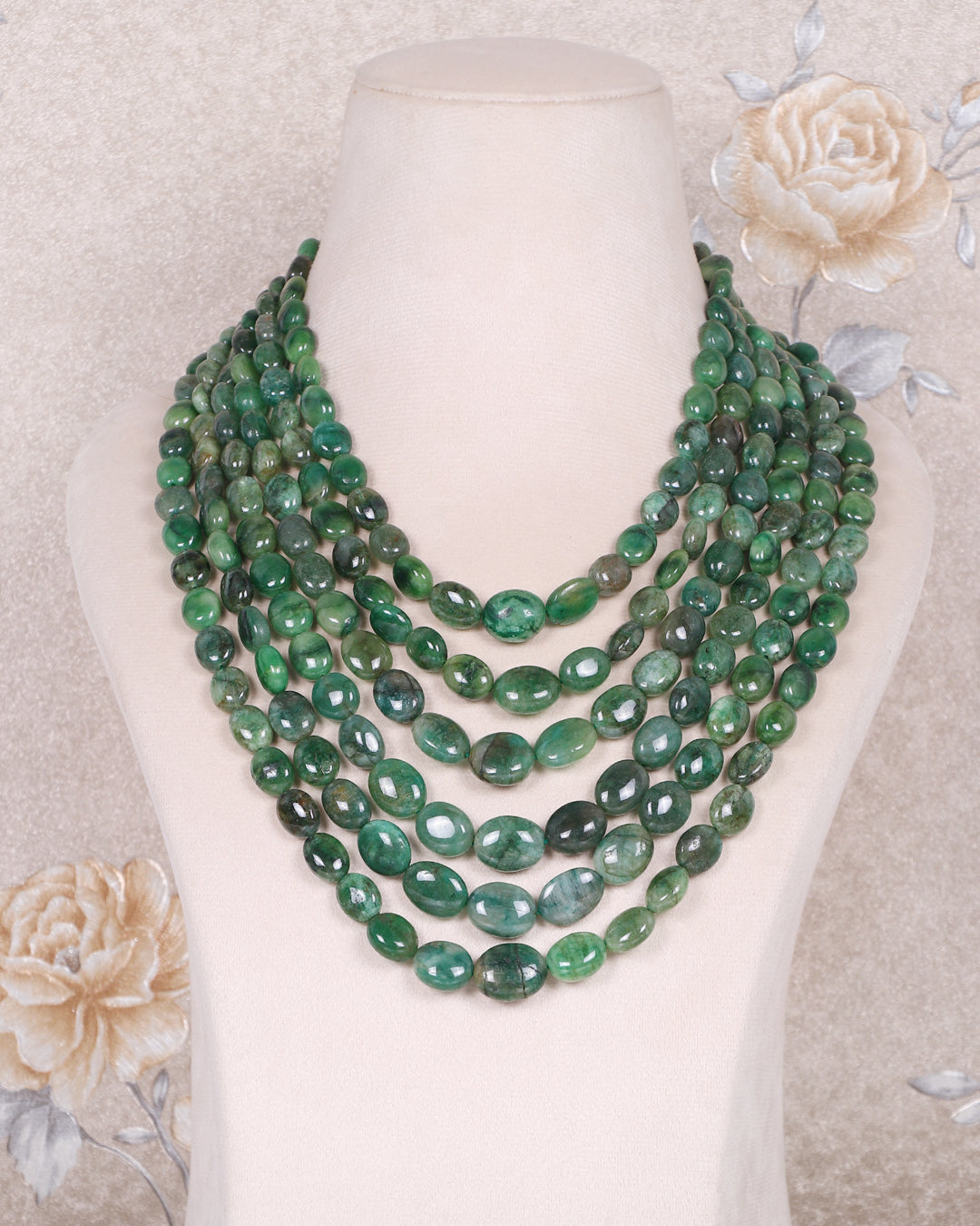 Natural Emerald Gemstone Beads Necklace Jewelry