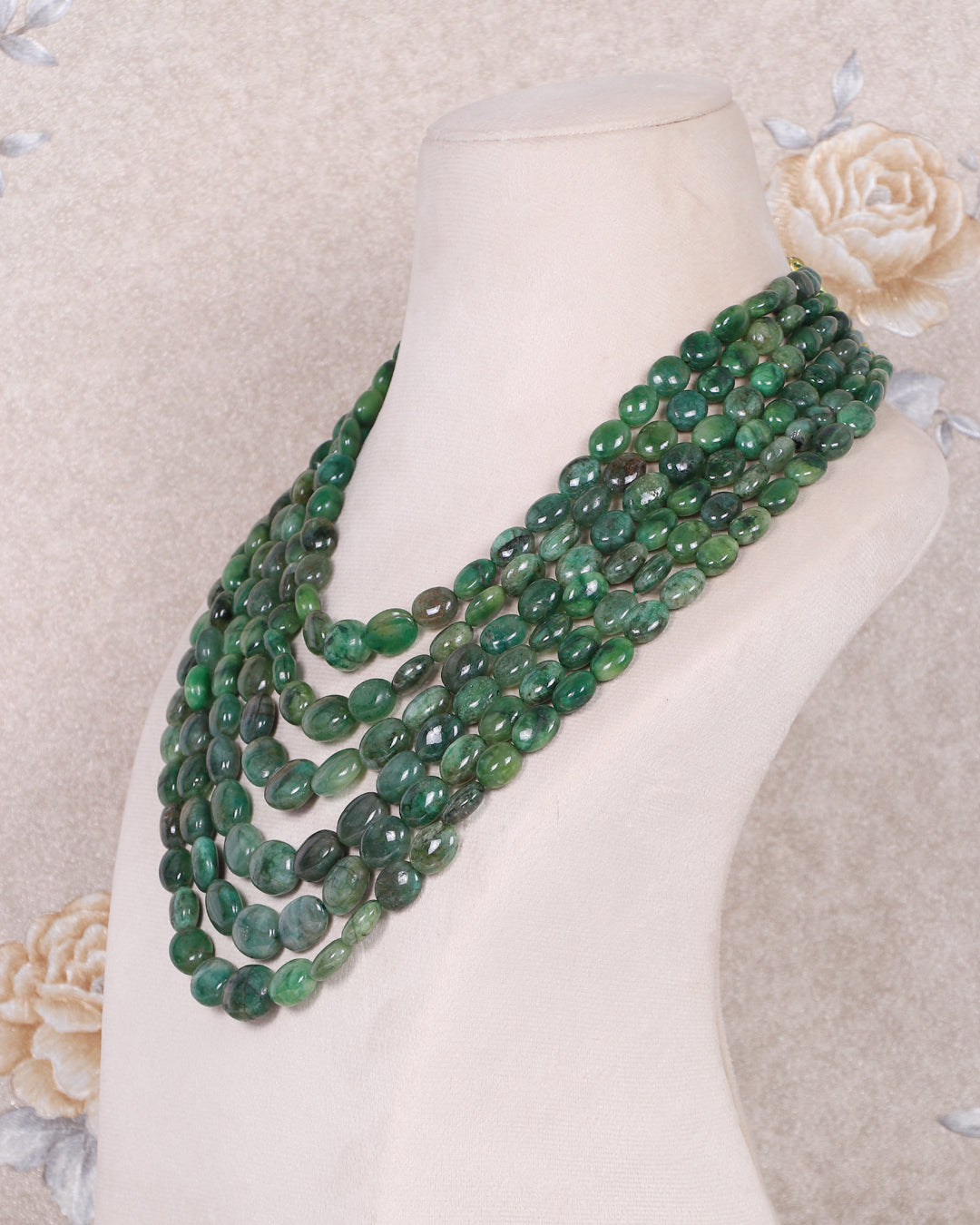 Natural Emerald Gemstone Beads Necklace Jewelry