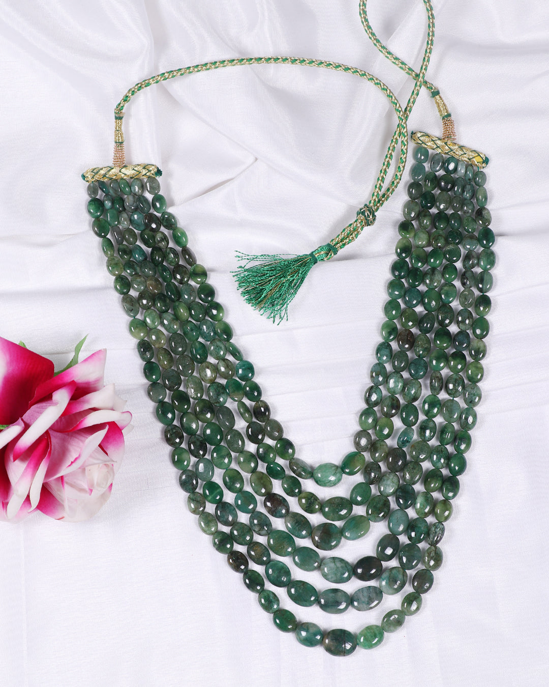 Natural Emerald Gemstone Beads Necklace Jewelry