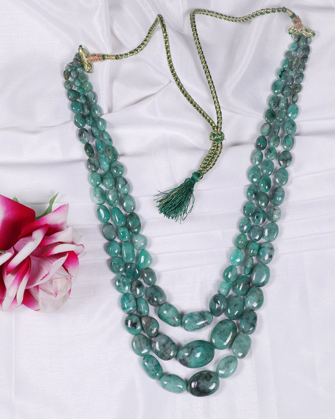 Natural Emerald Gemstone Beads Necklace Jewelry