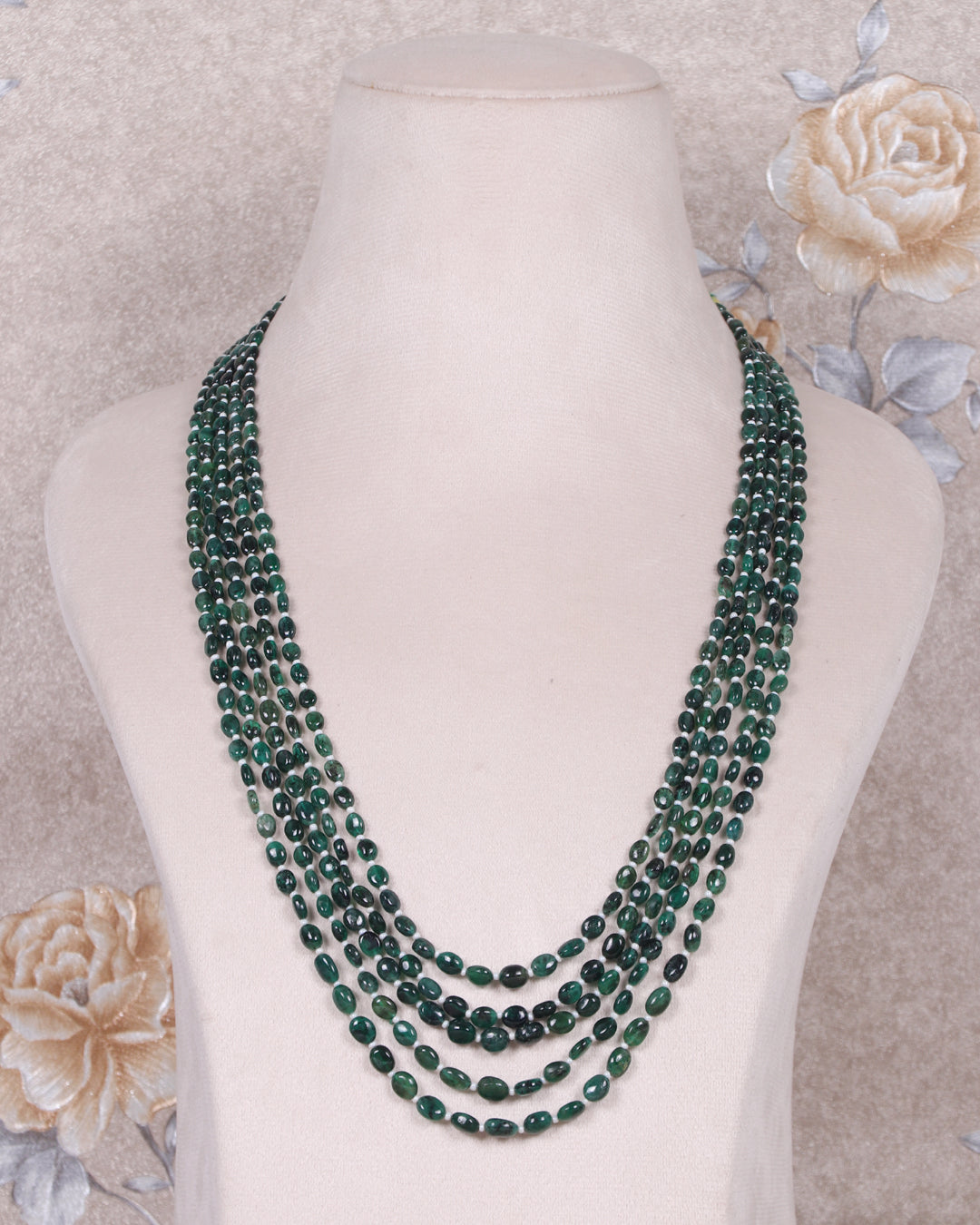 Natural Emerald & Pearl Gemstone Beads Necklace Jewelry