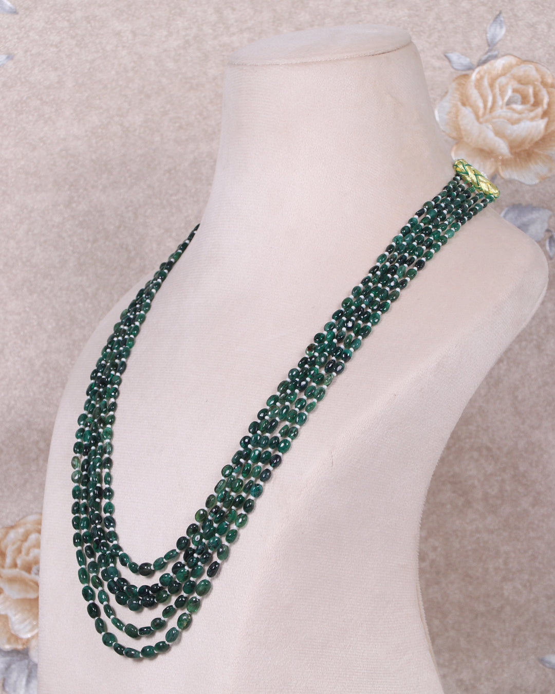 Natural Emerald & Pearl Gemstone Beads Necklace Jewelry