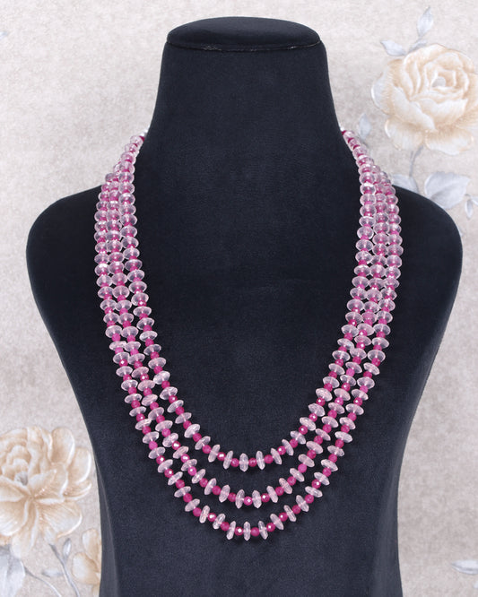 Natural Rose Quartz & Pink Quartz Gemstone Beads Necklace Jewelry