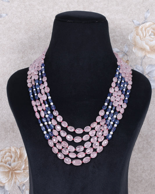 Natural Morganite & Kynaite Gemstone Beads Necklace Jewelry