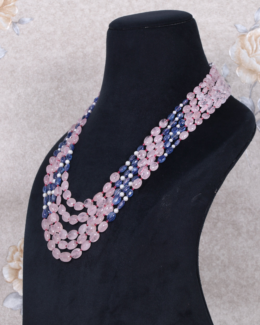 Natural Morganite & Kynaite Gemstone Beads Necklace Jewelry