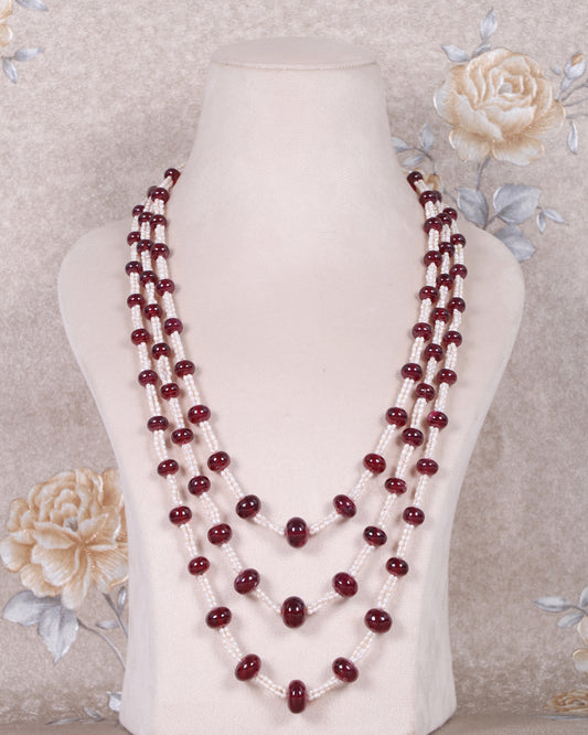 Natural Ruby & Pearl  Gemstone Beads Necklace Jewellery