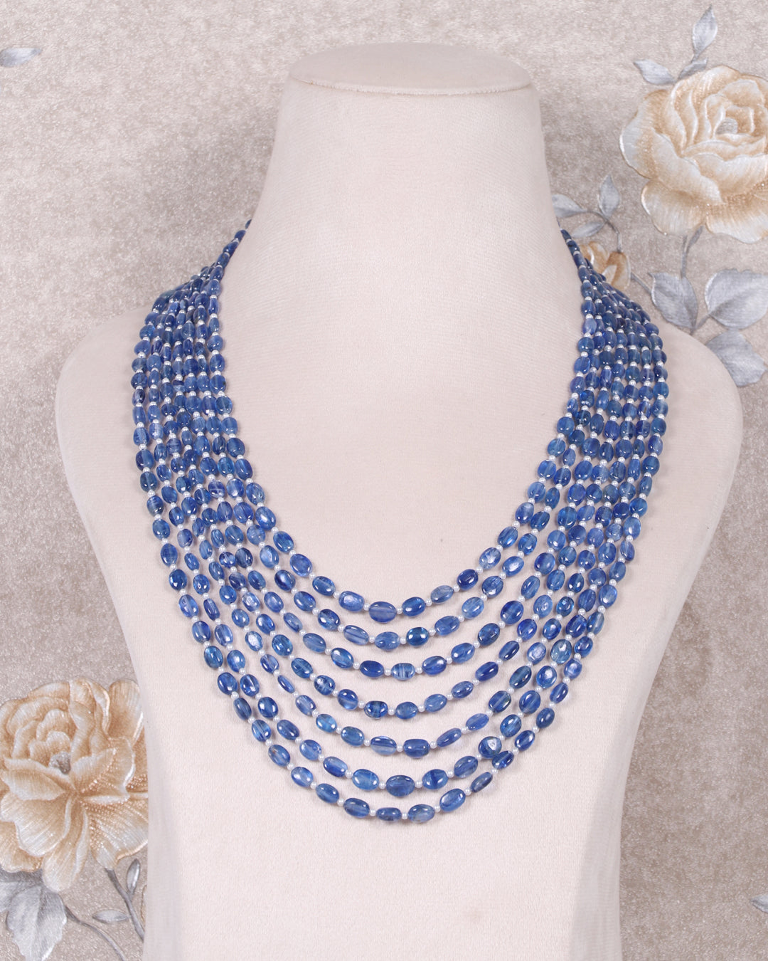 Natural Kynaite & Pearl Gemstone Beads Necklace Jewellery