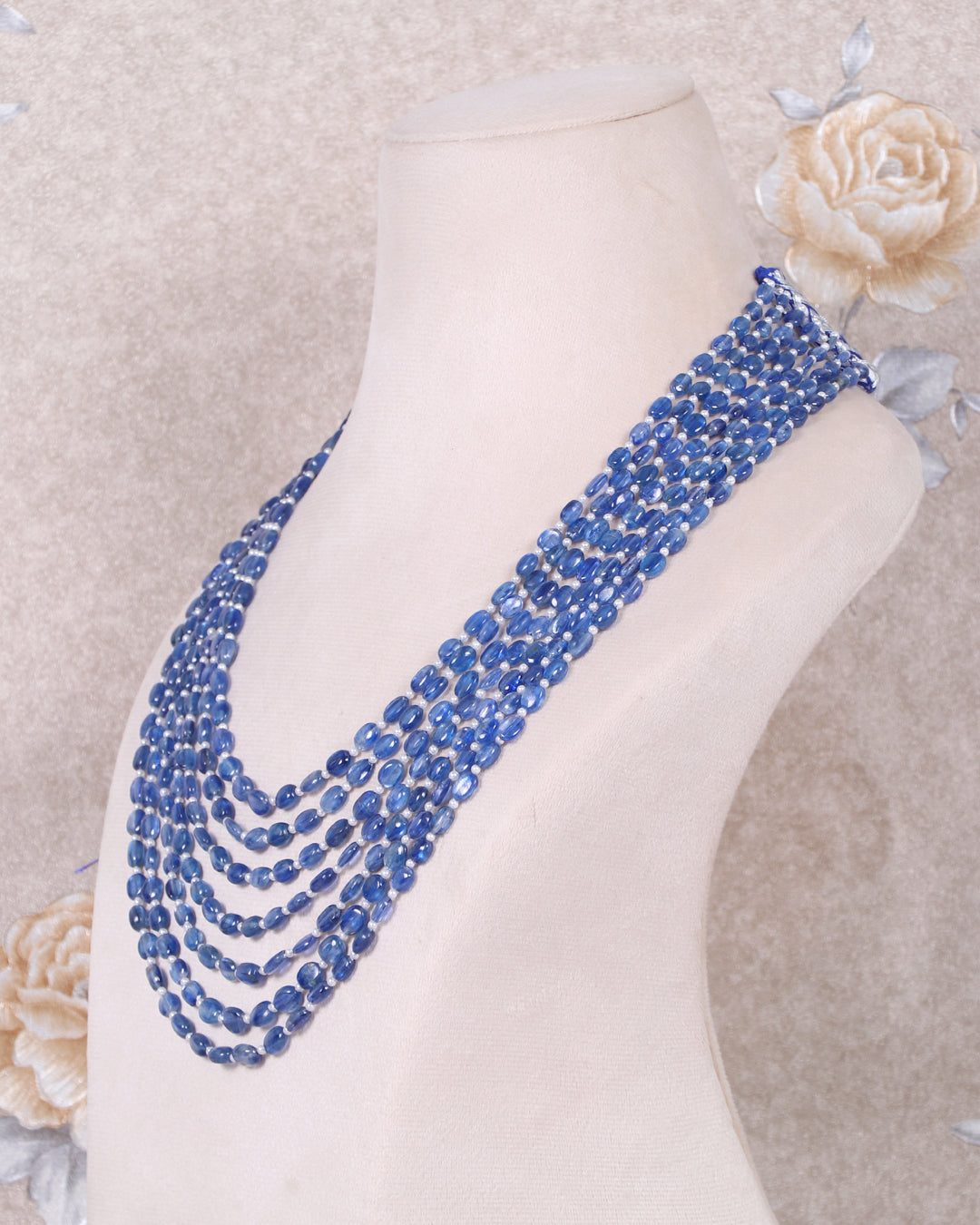 Natural Kynaite & Pearl Gemstone Beads Necklace Jewellery