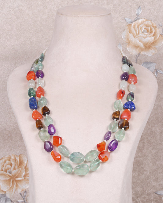 Natural Multi Gemstone & Pearl gemstone Beads Necklace jewelry