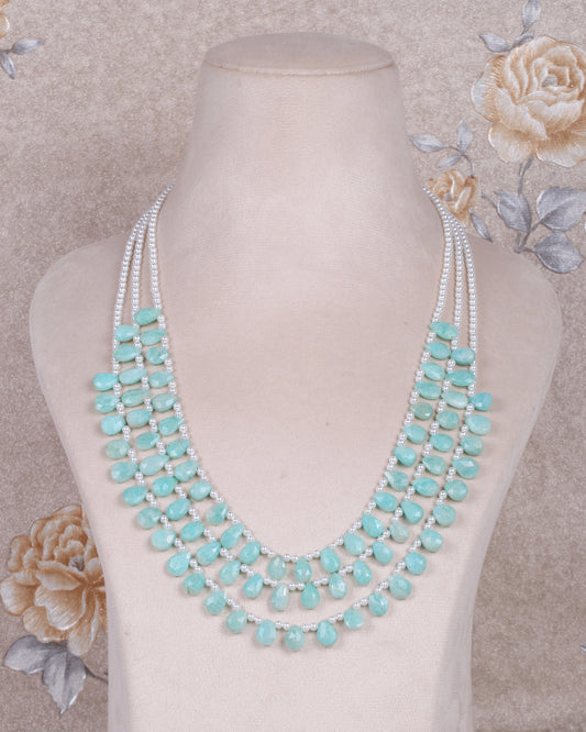 Natural Amazonite & Pearl Gemstone Pear Beads Necklace Jewelry