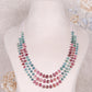 Natural Multi Tourmaline & Pearl Gemstone Faceted Pear Beads Necklace Jewelry