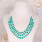 Natural Green Onyx & Pearl Gemstone Pear Beads Necklace Jewelry