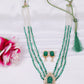 925 Silver Emerald & Pearl Polki Designer Necklace Jewelry