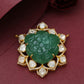 925 Silver Carved Emerald Moisanite Polki Pendant Jewelry