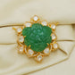 925 Silver Carved Emerald Moisanite Polki Pendant Jewelry