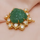 925 Silver Carved Emerald Moisanite Polki Pendant Jewelry