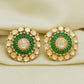 925 Silver Polki Stud Green Earring