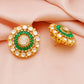 925 Silver Polki Stud Green Earring