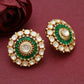 925 Silver Polki Stud Green Earring