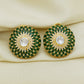 925 Silver Moissanite Polki Stud Green Earring