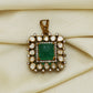 925 Silver Emerald Moissanite Polki Pendant