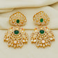 925 Silver Emerald Moissanite Polki Earring