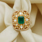 925 Silver Emerald Moissanite Adjustable Ring