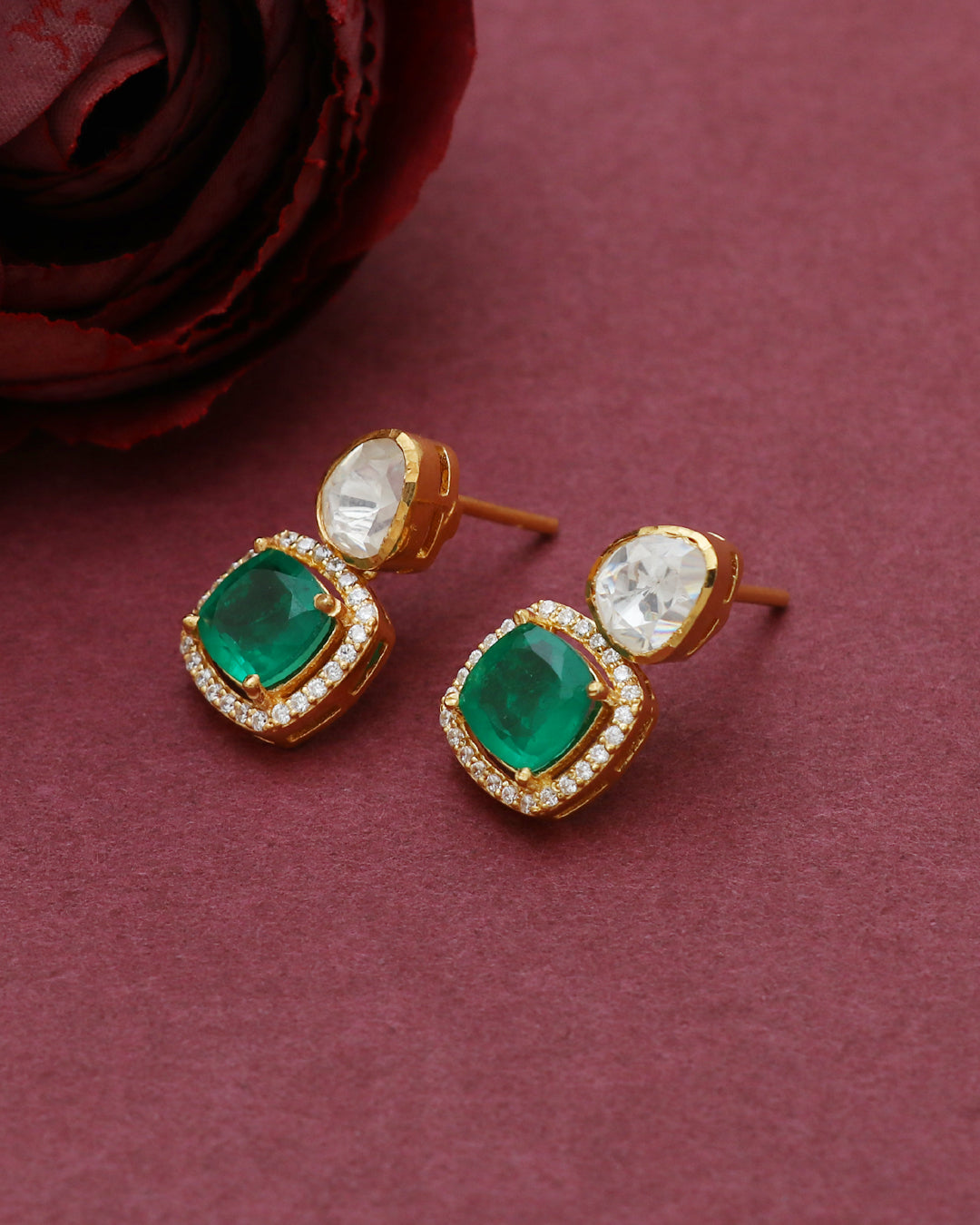 925 Silver Polki Stud Earring