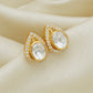 925 Silver Moissanite Polki Pear Shape Stud Earring