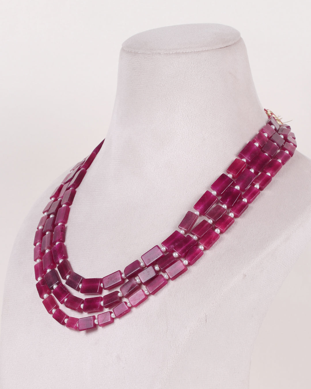 Red Quartz And Pearl Gemstone Beads Necklace Jewelry