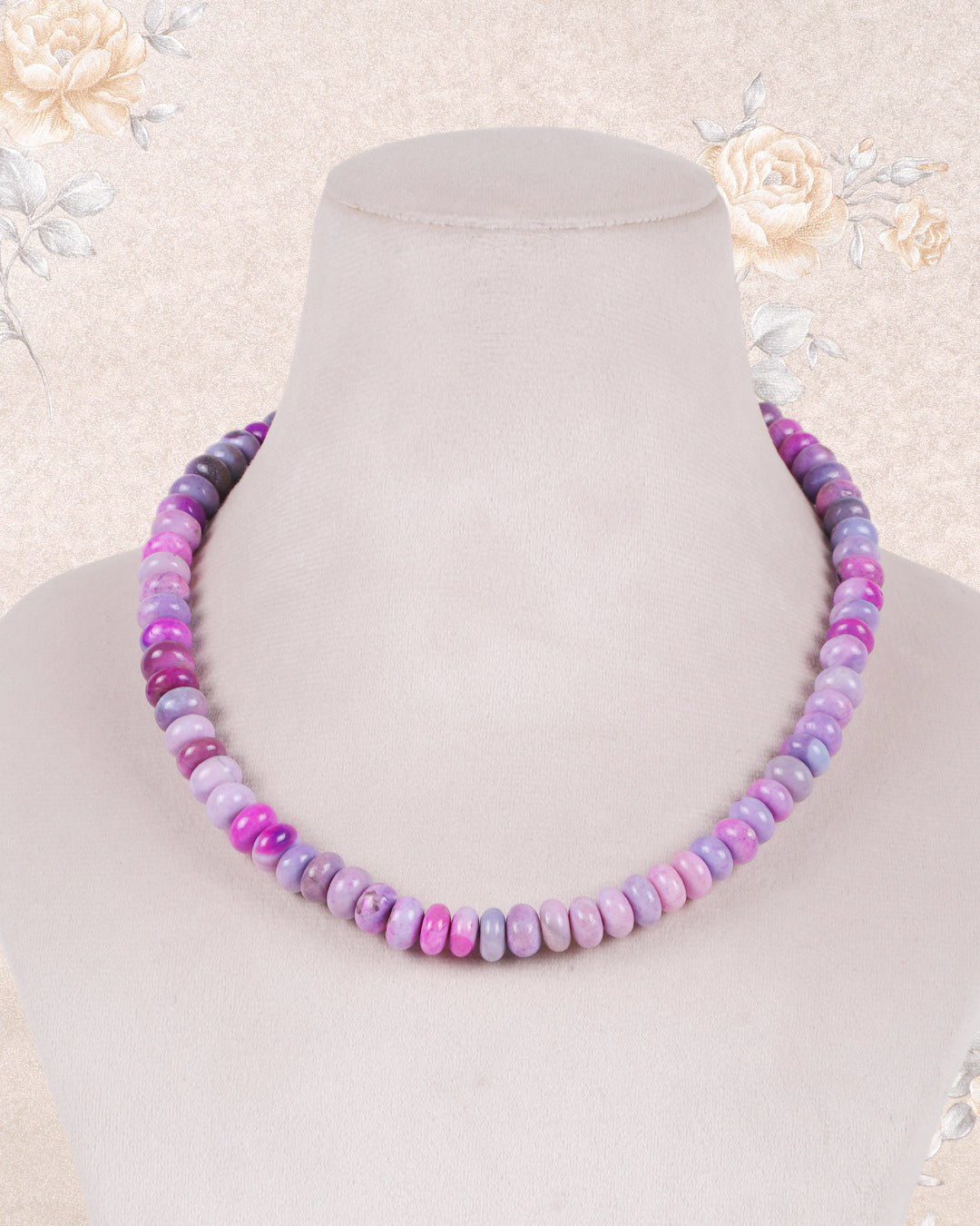 Purple Opal Gemstone Rondelle Smooth Beads Necklace Jewelry