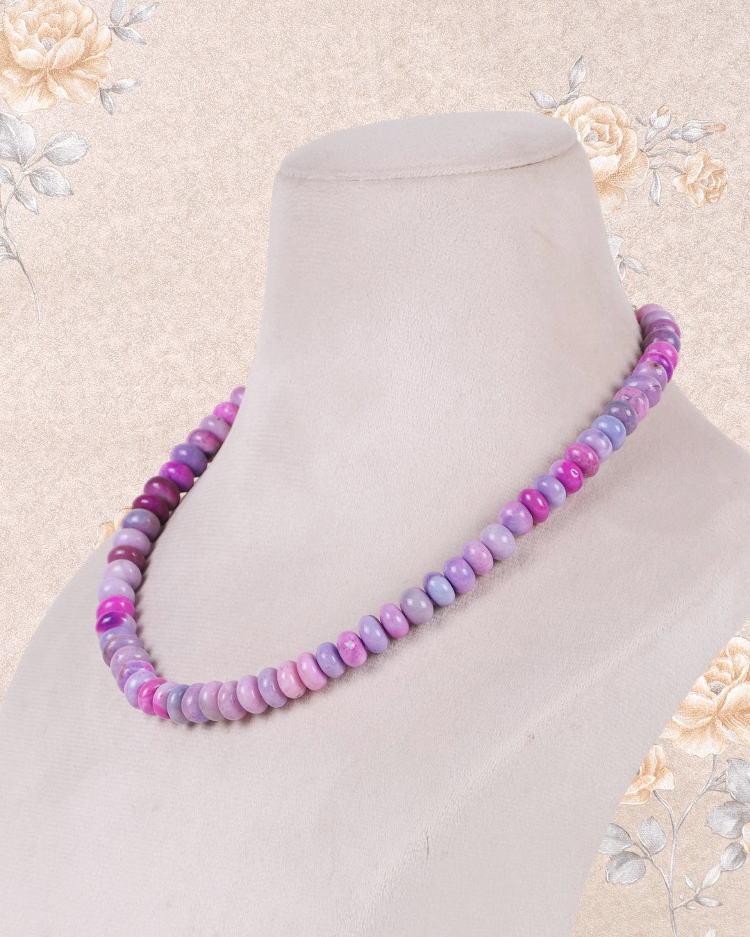 Purple Opal Gemstone Rondelle Smooth Beads Necklace Jewelry