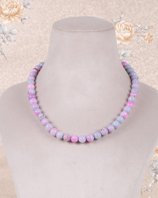 Purple Opal Gemstone Round Smooth Beads Necklace Jewelry