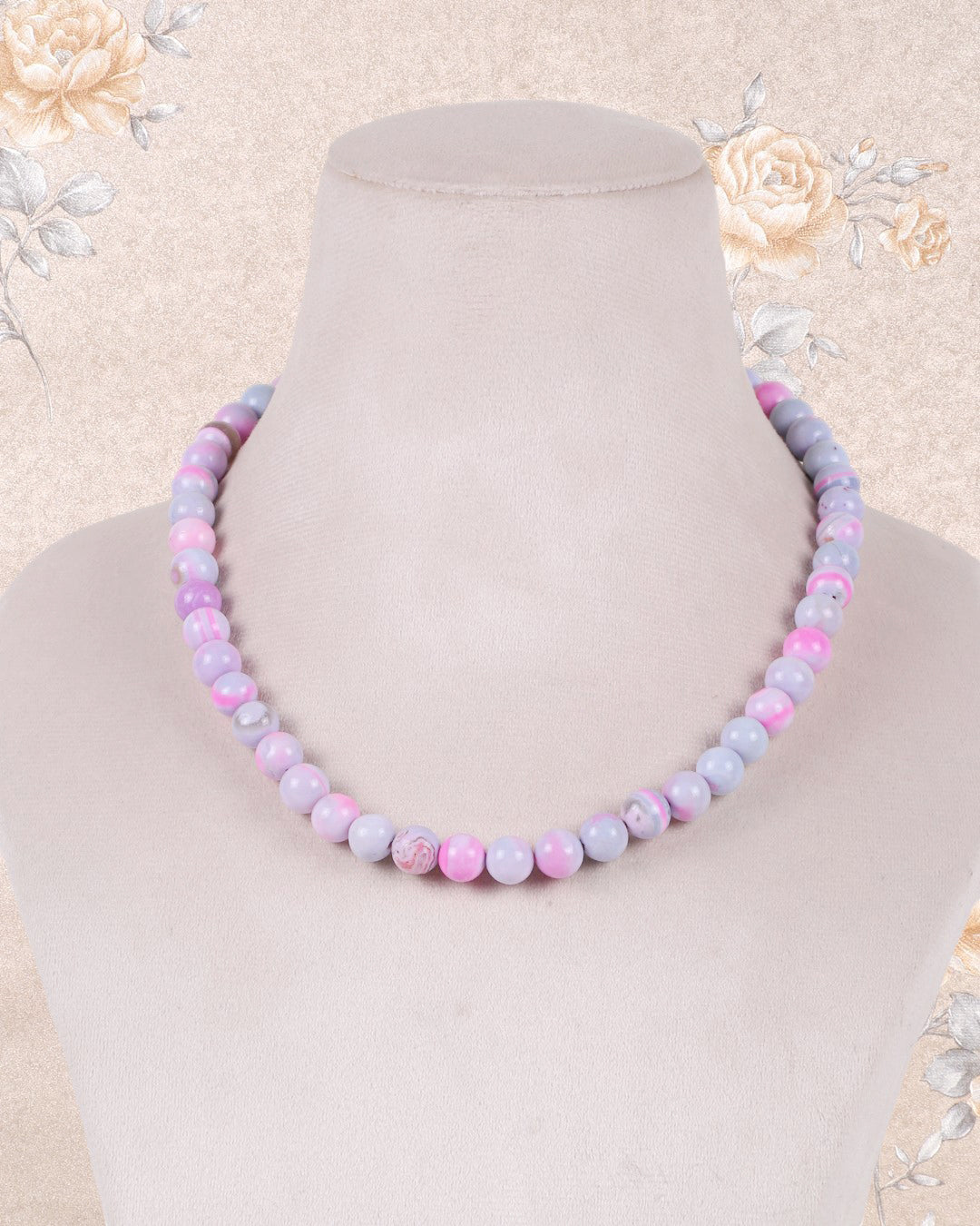 Purple Opal Gemstone Round Smooth Beads Necklace Jewelry