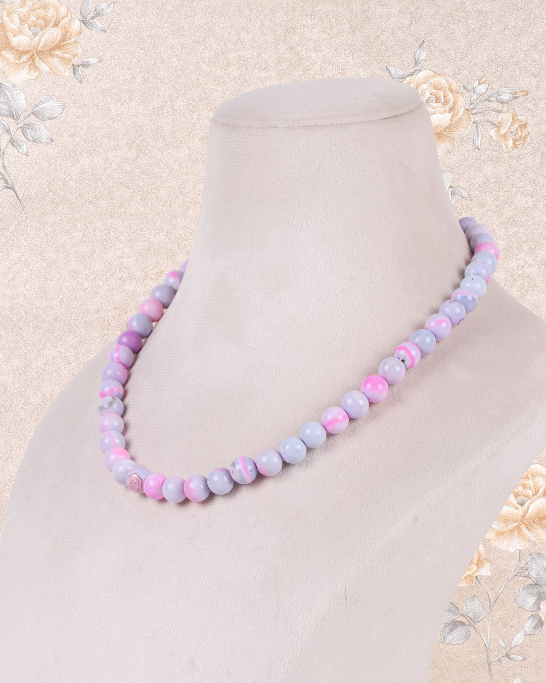 Purple Opal Gemstone Round Smooth Beads Necklace Jewelry