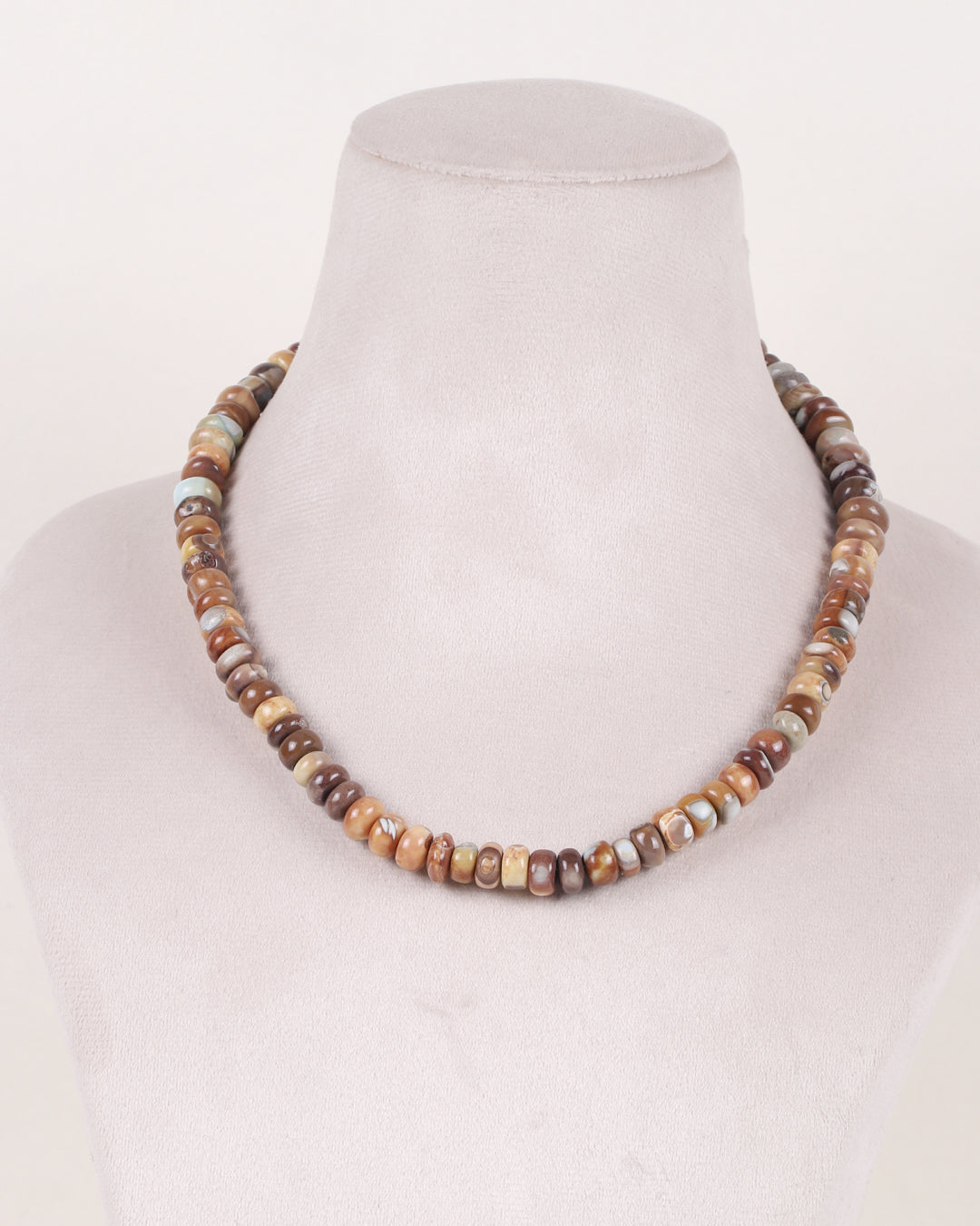 Brown Opal Gemstone Rondelle Smooth Beads Necklace Jewelry